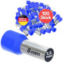 Kalitec AE2508BLSB Lot de 100 embouts de câble isolés 2,5 mm² 8 mm de long Bleu I Fabriqué en Allemagne I Qualité industrielle