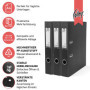 Lot de 3 classeurs larges pour format A4, dos de 4,5 cm, classeurs en plastique noir