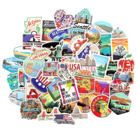Autocollants USA scrapbook New York sticker esthétique Las Vegas autocollant laptop photoalbum autocollant drapeau USA Grand Can