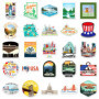 Autocollants USA scrapbook New York sticker esthétique Las Vegas autocollant laptop photoalbum autocollant drapeau USA Grand Can