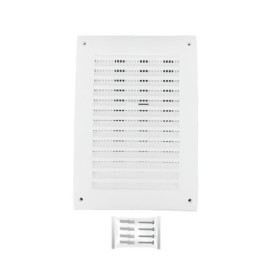 H&C VENT Grille d'aération rectangulaire blanche 250 x 170 mm avec curseur et moustiquaire - Grille de protection contre les int