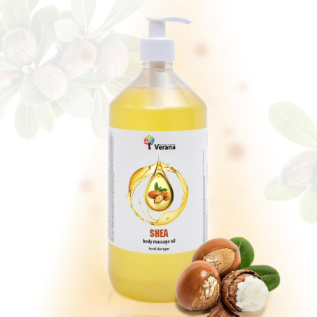 Huile de massage Verana Karité, pour le corps, le visage et les cheveux, naturelle, neutre, glisse et absorption idéales, relaxa