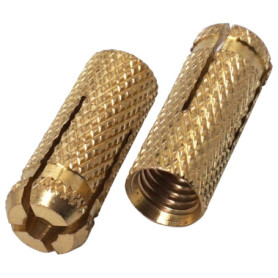 SKIR'CO Lot de 10 chevilles en laiton M10 x 32 mm, manchon de boulon, chevilles murales d'expansion, ancrage béton de maçonnerie