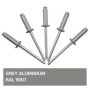 SKIR'CO Lot de 80 rivets aveugles peints, 4,0 x 14 mm, rivets pop en aluminium, foret inclus (gris aluminium RAL 9007)