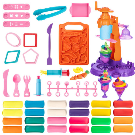 Genio Kids Set Pâte à Modeler Cuisine 0,72 kg - 47 Pièces, Jeux de Pâte à Modeler avec Machine à Glace Kit pour Enfant 3 4 5 6 7