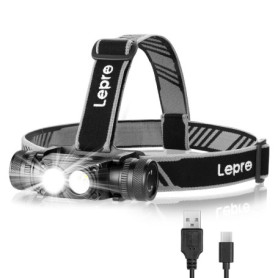 Lepro Lampe Frontale Rechargeable, 1000 Lumens, Torche Frontale LED Ultra Puissante avec Lumière Rouge, 6 Modes D'éclairage, IP6