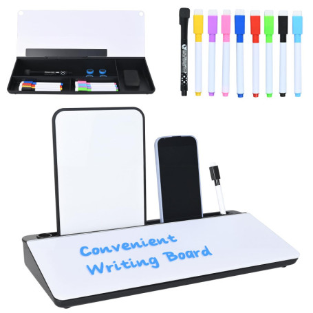 Hivexagon Tableau blanc de bureau avec 4 compartiments, emplacement pour téléphone et tablette + mini tableau blanc magnétique s