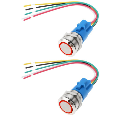 OTOTEC Lot de 2 Interrupteurs à Bouton-Poussoir Autobloquants à LED Rouges de 19 Mm SPST 5 A/12 V Adaptés à l'éclairage des Camp