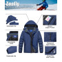 Zoofly Veste Homme Hiver Coupe-Vent Manteau Ski Homme Poches Zippées Veste Imperméable Chaud Doublure Polaire Veste De Montagne 