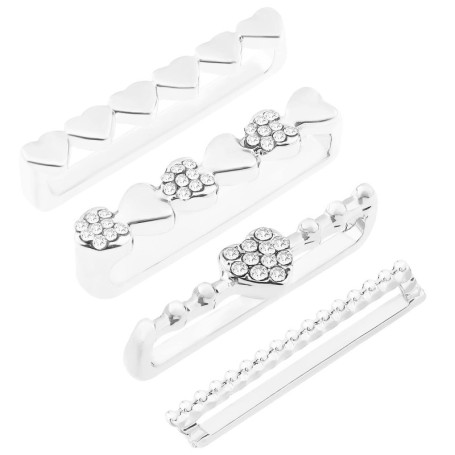EMSea Lot de 4 anneaux décoratifs pour bracelet de montre - En forme de cœur - Ornement en métal - Largeur : 20 mm - 21 mm - Bra