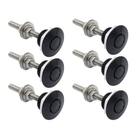 Tagtight Lot de 6 Aluminium Vehicle Hood Pins-Quick Release Lock Loquet Bumper, License Plate Lock Clip, Push Button Bonnet
