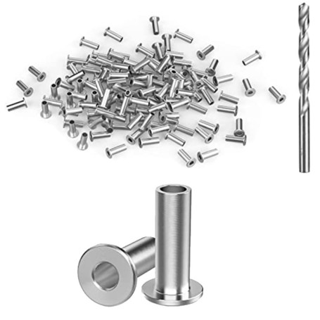 Wernfale Lot de 70 Manchons de Protection en Acier Inoxydable pour -Corps en Câble de 1/8" 5/32" ou 3/16", Système de -Corps en 