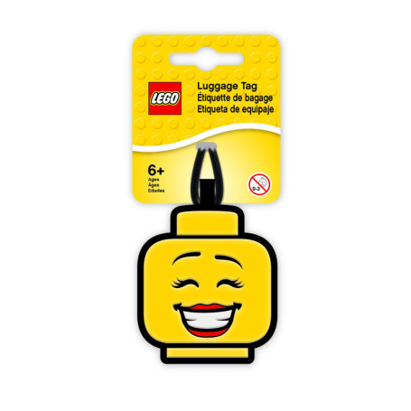 Lego Iconic Girl Face Étiquette de bagage en silicone pour voyage, salle de sport, accessoire