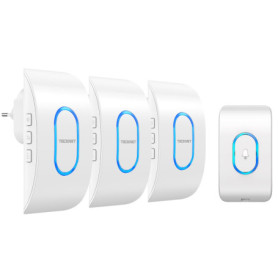 TECKNE Sonnette Extérieure sans Fil Etanche avec 3 Récepteurs, 60 Mélodies et 5 Volumes Réglables, Portée de 400M, Etanchéité IP