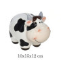 Tirelire décorative en céramique en forme de vache, blanc et noir, 10 x 15 x 12 cm
