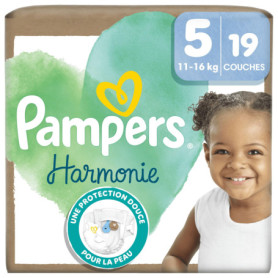 Pampers Harmonie Couches Taille 5, 19 Couches, 11kg-16kg, Protection Douce De La Peau Avec 100% D’Absorption Pampers