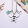 Dehott Stitch Ensemble pendentif – Chaîne et porte-clés avec fleur et cœur « Ohana Means Family » - Idée cadeau pour objets Stit