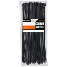 Oksdown Collier de Serrage en Nylon 250 mm × 3,6 mm Attache Câble Plastique Rilsan Serre Câbles, Noir, Lot de 100 Pièces