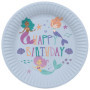 Folat Décoration d'anniversaire Bleue avec paillettes Irisé-Assiettes-Mermaid Magic-23 cm-8 pièces-Vaisselle Sirène Fille Prince