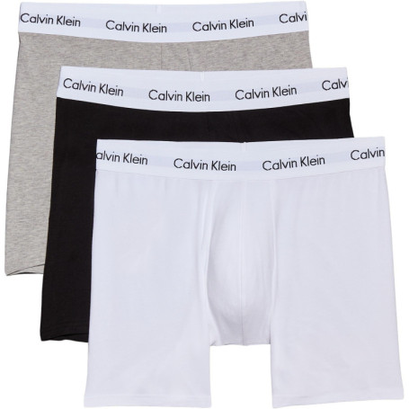 Calvin Klein Homme Lot de 3 Boxers en Coton Extensible - Blanc/Gris/Noir - Taille XL