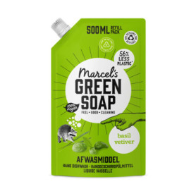 Marcel's Green Soap - Recharge liquide vaisselle Basilic & Vétiver - Liquide vaisselle - Végétalien - 500 ml