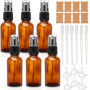 6 Flacons Spray Vides 30ml en Verre Ambré avec Entonnoirs Pipettes et Étiquettes – Bouteilles Pulvérisateurs Rechargeables pour 