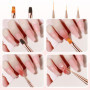Elalove 5 Pinceaux Nail Art Professionnels en Or Rose - Set pour Gel UV/Acrylique avec Pinceau Liner, Plat et à Détails | Poils 