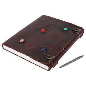 OVERDOSE Rose Chakra Avec 4 Pierres Journal En Cuir Vintage - Journal Antique Fait À La Main Pour Hommes Femmes Journal Carnet D