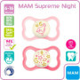 MAM Sucette Supreme 6-16 mois, Dental Sucette, lot de 4 pour les filles, 2 étui de stérilisation