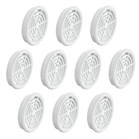 Gedotec grille de ventilation ronde pour ventilation | 10 pièces grilles d'évacuation d'air blanc 44 mm | Intérieur et extérieur