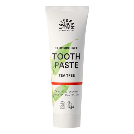 Urtekram Dentifrice Arbre à Thé Bio - Soin apaisant pour dents sensibles - Dentifrice sans Fluor - Origine Vegan & Naturelle - U