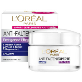 L'Oreal Paris Lot de 1 crème pour Le Visage Anti-Rides Experte 55+ Crème de Nuit pour Les Femmes à partir de 55 Ans au Calcium 1