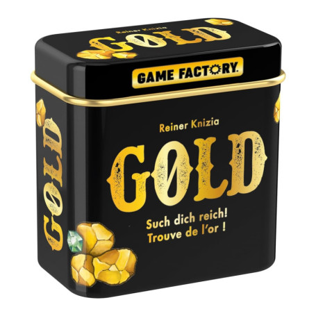 Game Factory 646252 Gold Mini Jeu de Cartes dans Une boîte métallique Pratique, à partir de 6 Ans, idéal comme Jeu de Voyage ou 