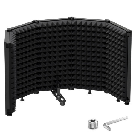 Moukey Bouclier d'Isolation de Microphone, Mousse D'insonorisation Bouclier Acoustique Micro avec 5 Panneaux acoustiques de Micr