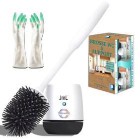Brosse WC en Silicone & Support Mural | JaMoonLBV JmL® Marque Française | Nettoyage Hygiénique Facile | Balai de Toilette | Bala