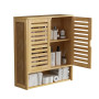 unho Meuble Salle de Bain Mural: Armoire Toilette Suspendu en Bambou Naturel Placard WC 2 Portes Rangement Cuisine Murale avec É