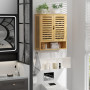 unho Meuble Salle de Bain Mural: Armoire Toilette Suspendu en Bambou Naturel Placard WC 2 Portes Rangement Cuisine Murale avec É