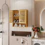 unho Meuble Salle de Bain Mural: Armoire Toilette Suspendu en Bambou Naturel Placard WC 2 Portes Rangement Cuisine Murale avec É