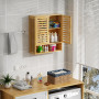 unho Meuble Salle de Bain Mural: Armoire Toilette Suspendu en Bambou Naturel Placard WC 2 Portes Rangement Cuisine Murale avec É