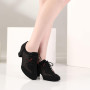 Uonpie Chaussures de Danse Latine Salsa D'entraînement pour Femmes Bout Fermé Talon Bas Lacets Chaussures de Danse de Salon