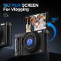 Appareil Photo Numérique 4K Digital: 64MP Appareils Numérique avec Écran Rabattable 180° avec Autofocus - Camera pour Vlog avec 