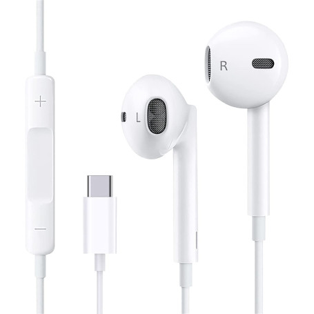 Écouteurs Filaires USB-C pour iPhone 16/15 Écouteurs Intra-Auriculaires Hi-FI Stéréo USB C avec Microphone et Contrôle du Volume