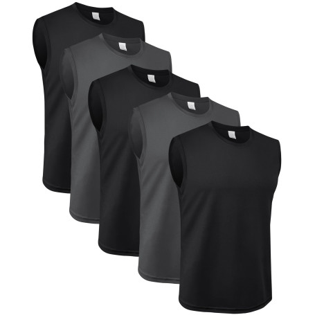 MEETYOO débardeurs Homme Lot de 5,sous-vêtement Technique sans Manches,T-Shirt Respirant Gainant pour Running,Fitness et Salle d