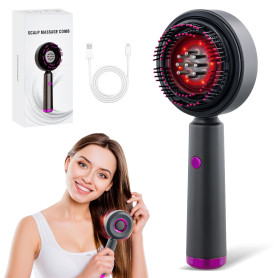 Brosse de massage électrique pour cuir chevelu, 2 en 1 Masseur électrique du cuir chevelu avec 3 Modes Fonctionnels et Lumière R
