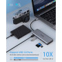 MOKiN Station d'accueil USB C, 14 en 1 à Triple Affichage, hub USB C Double Moniteur vers Double HDMI, VGA, Gigabit Ethernet, 5 