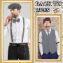 10pcs 1920s Mens Costume Set for Adult, Roaring Retro 20s Gatsby Gangster Costume Outfit with Vest Octagonal Hat Bow Tie Cuffs G