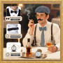 10pcs 1920s Mens Costume Set for Adult, Roaring Retro 20s Gatsby Gangster Costume Outfit with Vest Octagonal Hat Bow Tie Cuffs G