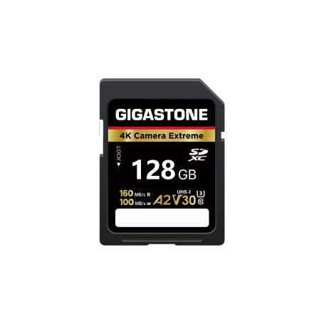 Gigastone A2 V90 Carte Mémoire SDXC 128 Go, 4K Caméra Extreme Série, Vitesse 160 Mo/s. Compatible avec Caméra Canon Nikon Sony P