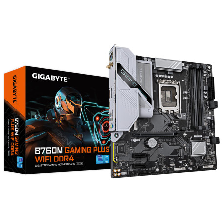 GIGABYTE Carte mère B760M Gaming Plus WiFi DDR4 - Prend en Charge Les processeurs Intel Core de 14e génération, VRM 4+1+1 Phases