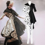 KUJAIS Deguisement Cruella d enfer Femme, Deguisement Halloween Femme, Costume Cruella Deville 101 Dalmatiens Robe à Pois pour H